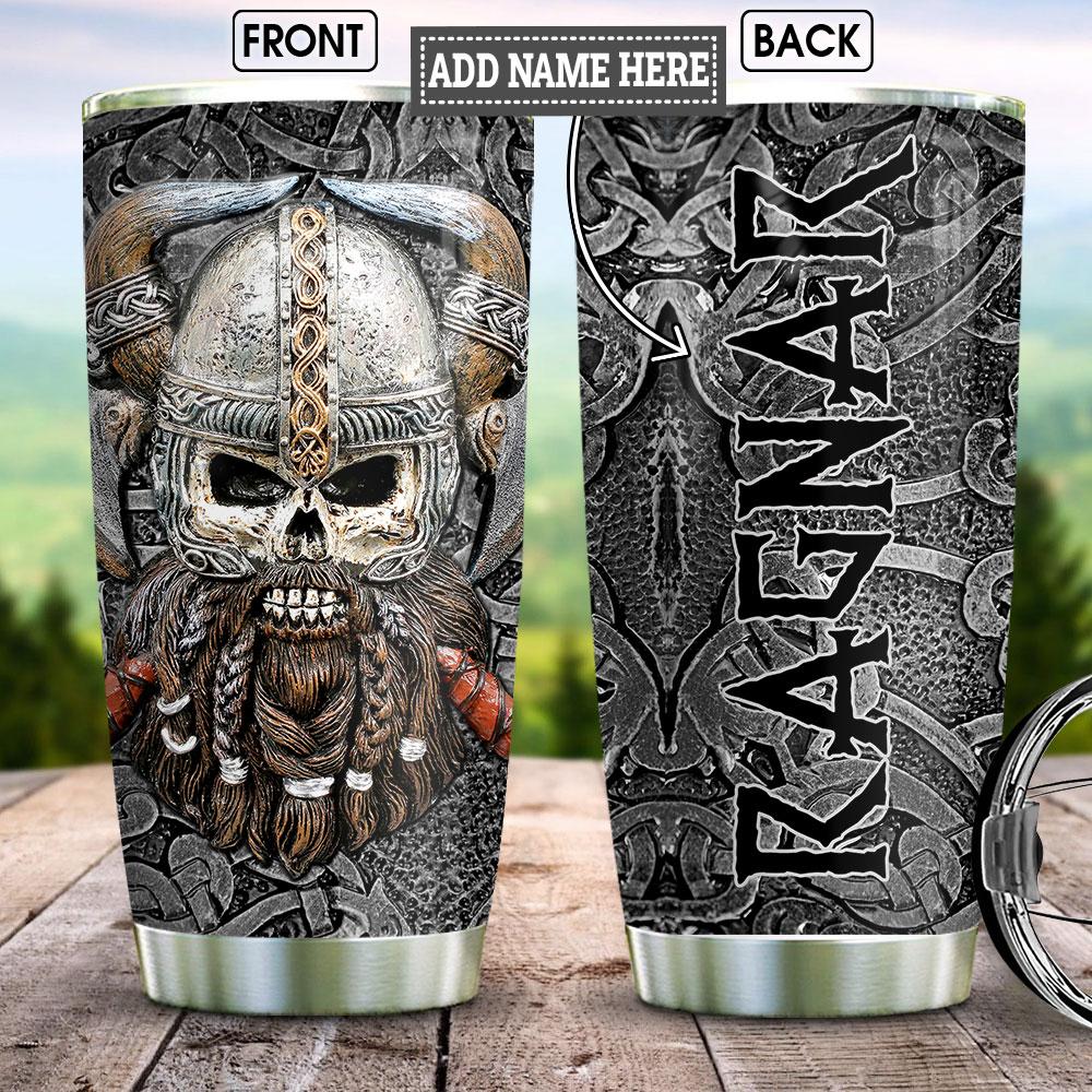Viking Skull Metal Style Personalized Stainless Steel Tumbler