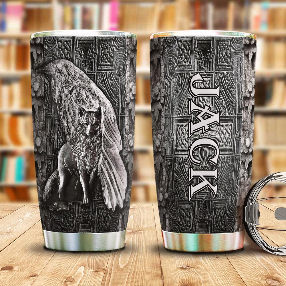 Viking Wolf Metal Style Personalized Stainless Steel Tumbler