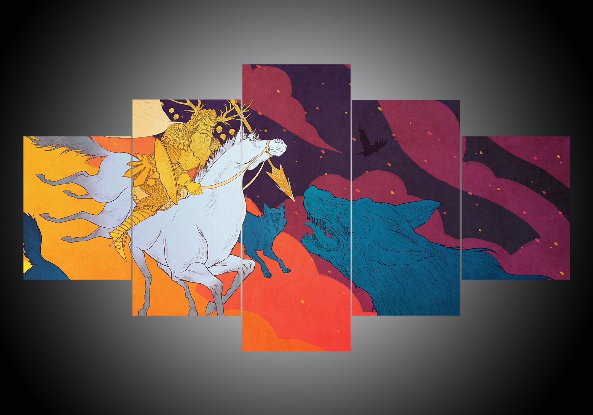 Vikings 3 - Abstract 5 Panel Canvas Art Wall Decor