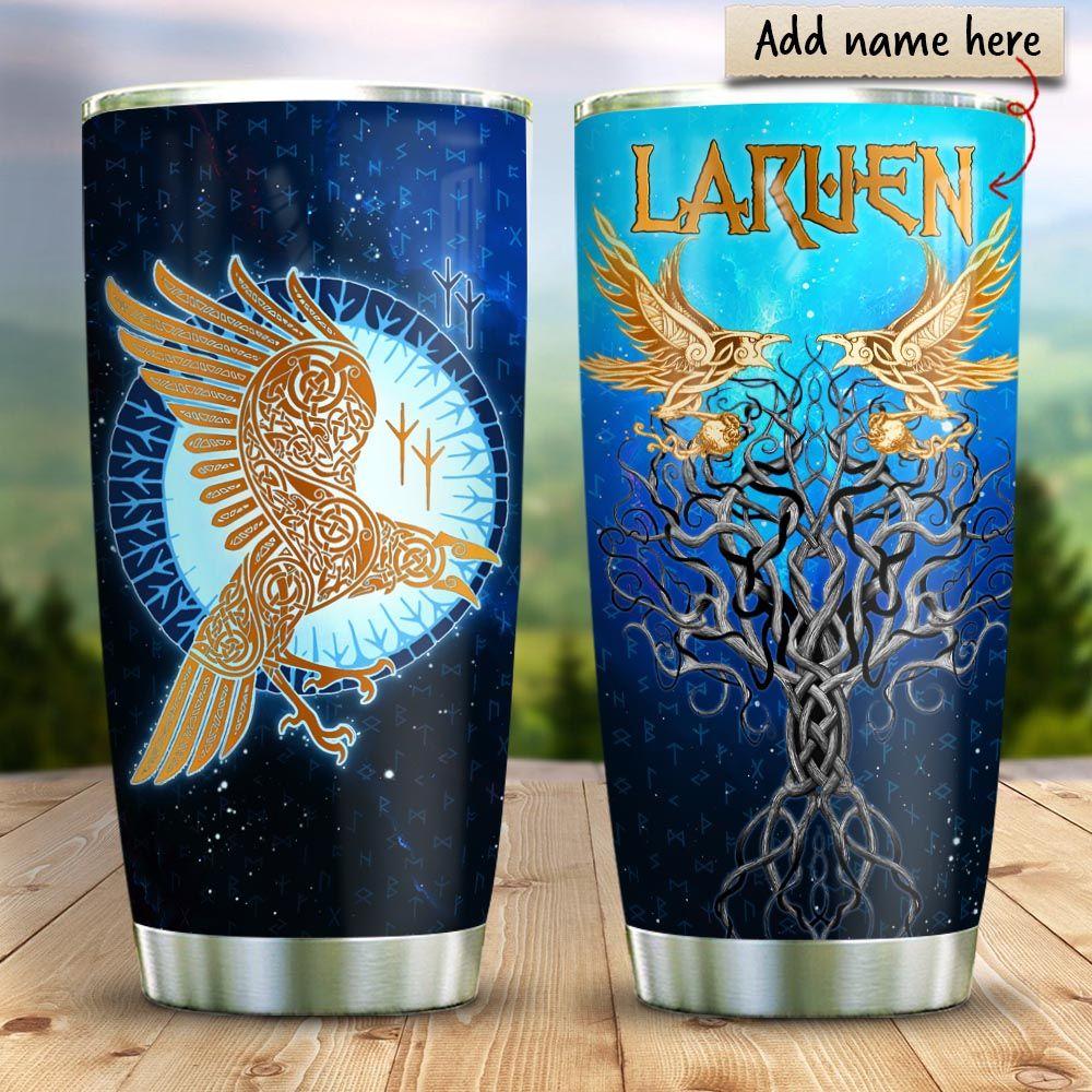 Vikings Raven Personalized Stainless Steel Tumbler