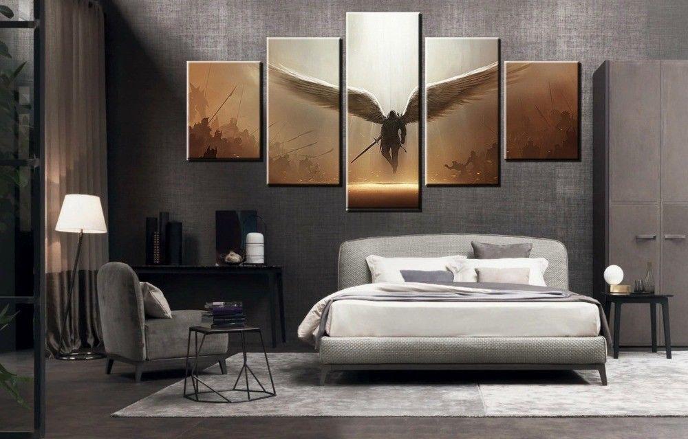 Warrior Angel Michael Christian - Abstract 5 Panel Canvas Art Wall Decor