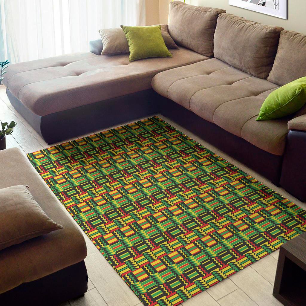 West African Kente Tribal Pattern Print Area Rug Floor Decor