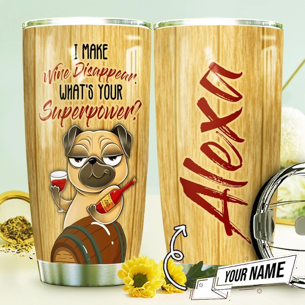 Wine Pug Personalized Stainless Steel Tumbler