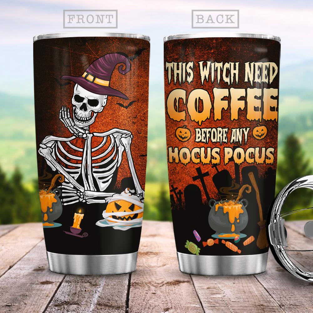 Witch Skull Stainless Steel Tumbler