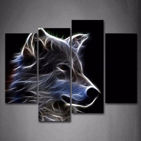 Wolf Large - Abstract Animal 5 Panel Canvas Art Wall Decor