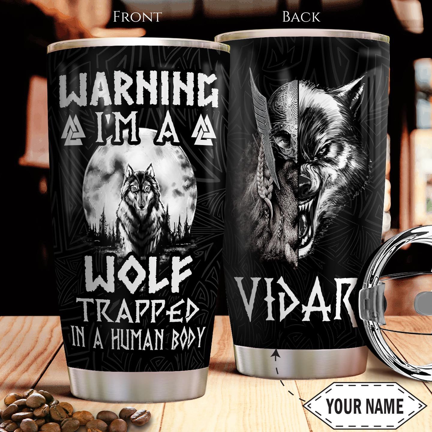 Wolf Viking Personalized Stainless Steel Tumbler