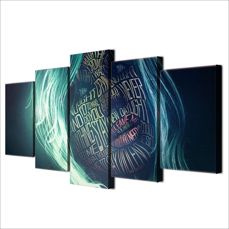 woman face letter - Abstract 5 Panel Canvas Art Wall Decor