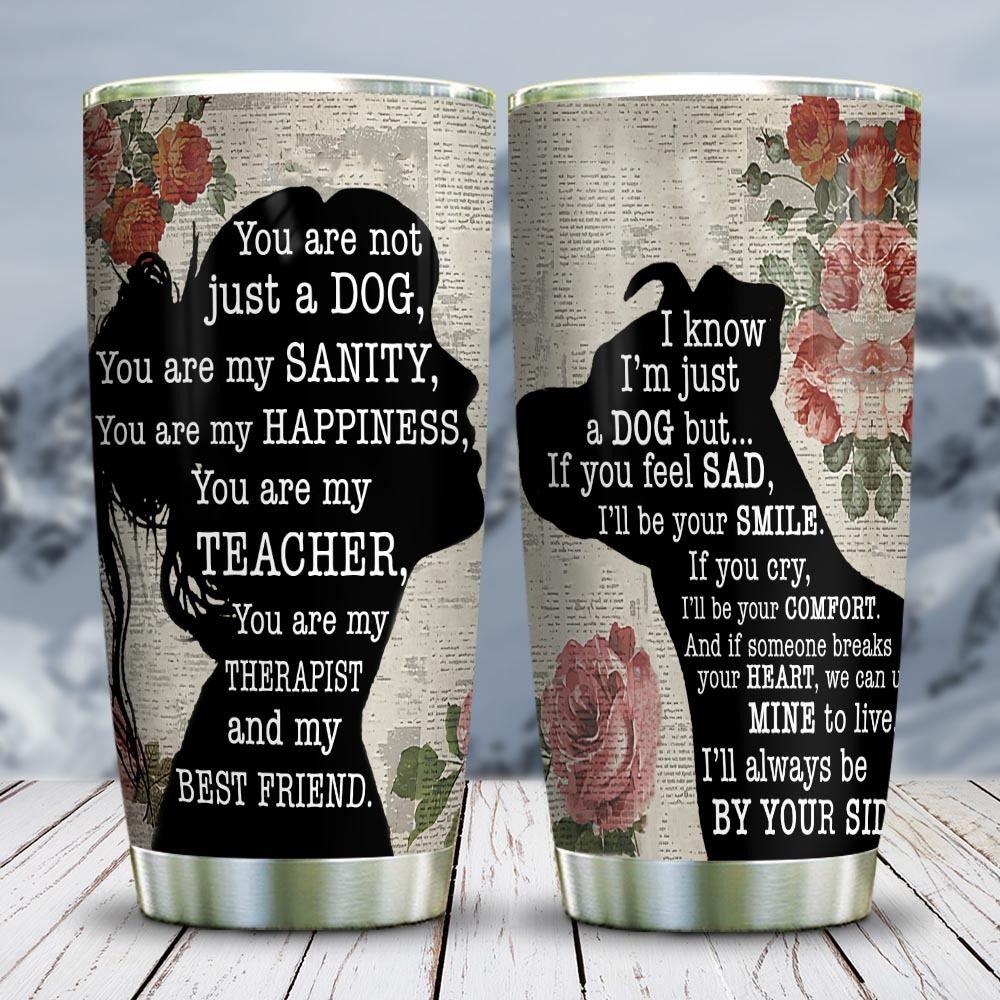 Wooden Style A Girl And Her Pitbull Stainless Steel Tumbler