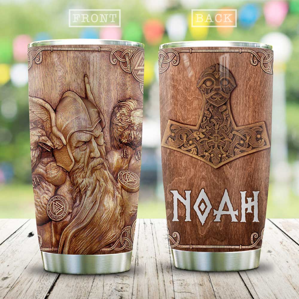 Wooden Style Vikings Personalized Stainless Steel Tumbler