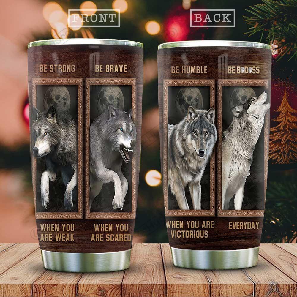Wooden Style Wolf Advice Stainless Steel Tumbler