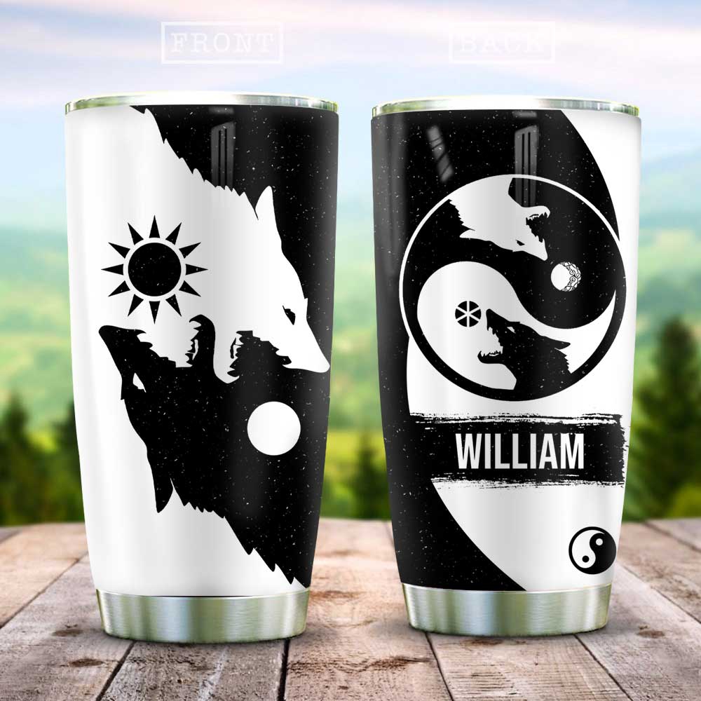 Yinyang Wolf Personalized Stainless Steel Tumbler