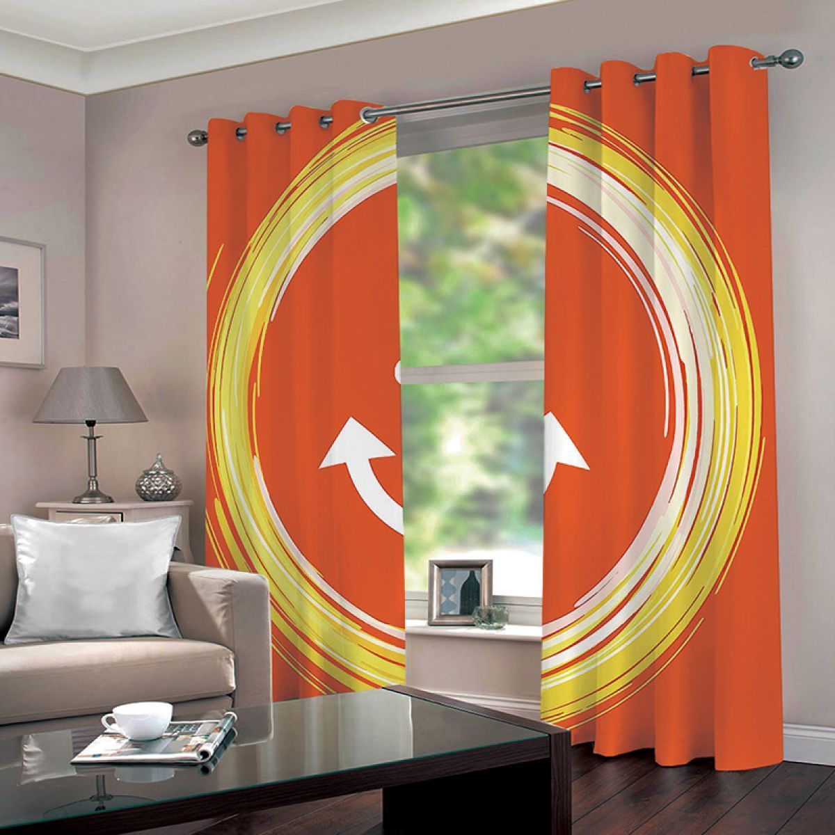 3d Anchor And Circle Printed Window Curtain Home Decor