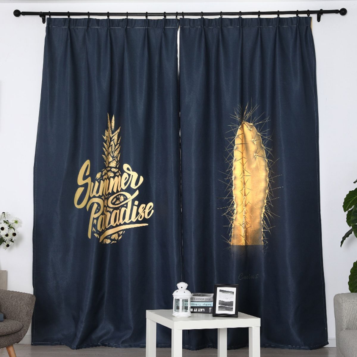 3d Cactus Summer Paradise Printed Window Curtain Home Decor