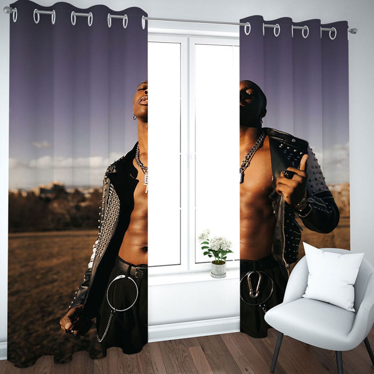 3d Cool Punk Man Printed Window Curtain Home Decor
