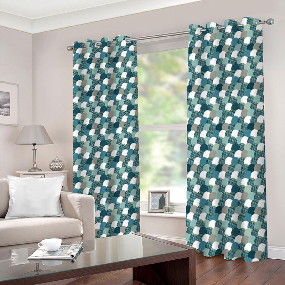 3d Fish Scale Pattern Printed Window Curtain Home Decor
