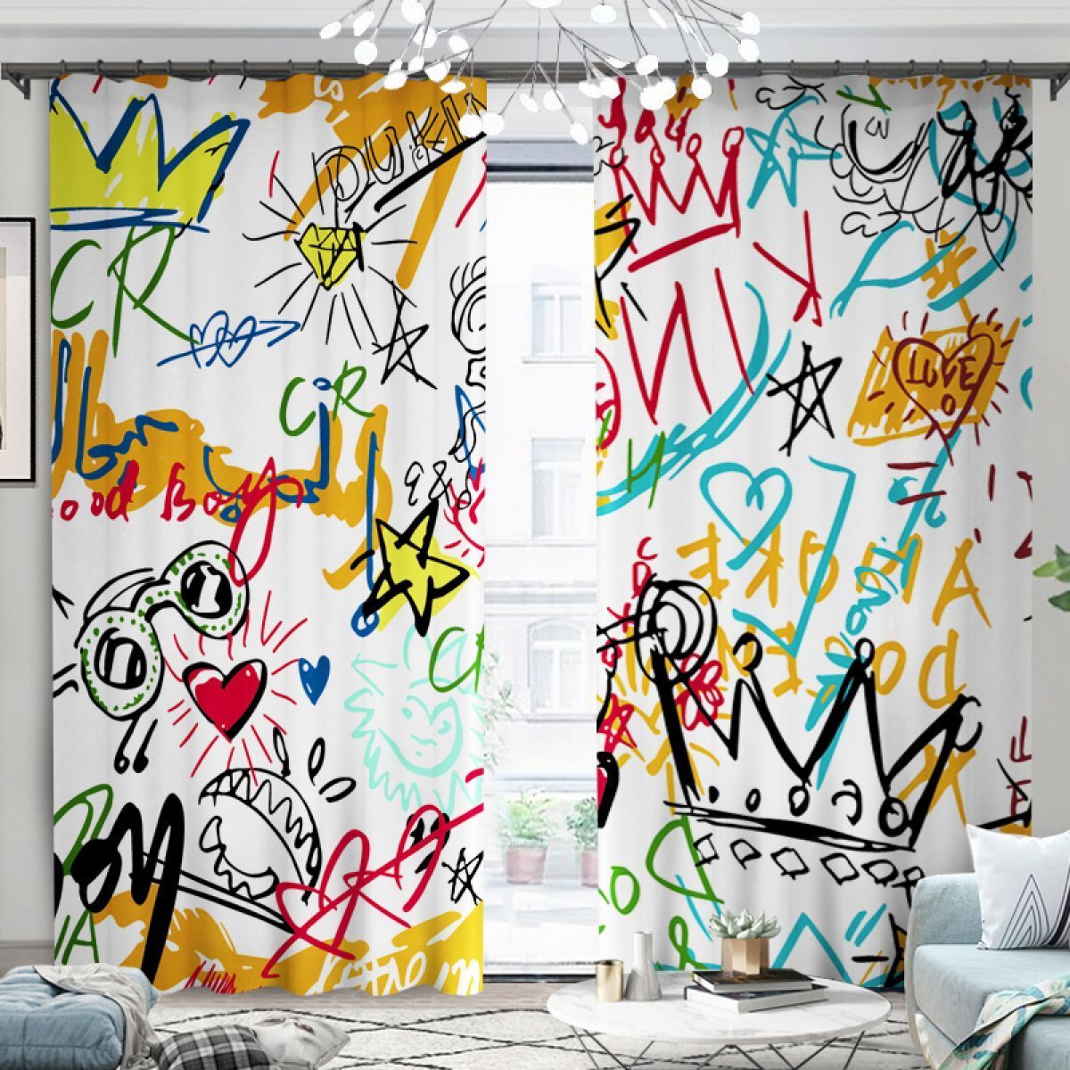 3d Graffiti Pop Art Printed Window Curtain Home Decor