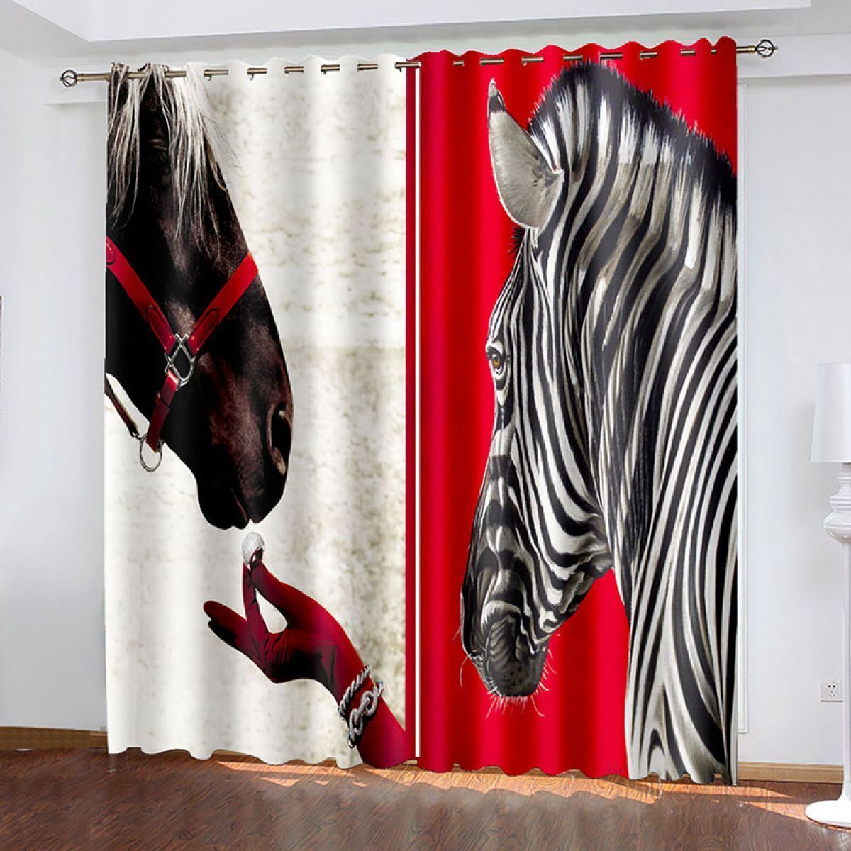 3d Horse Printed Window Curtain Home Decor