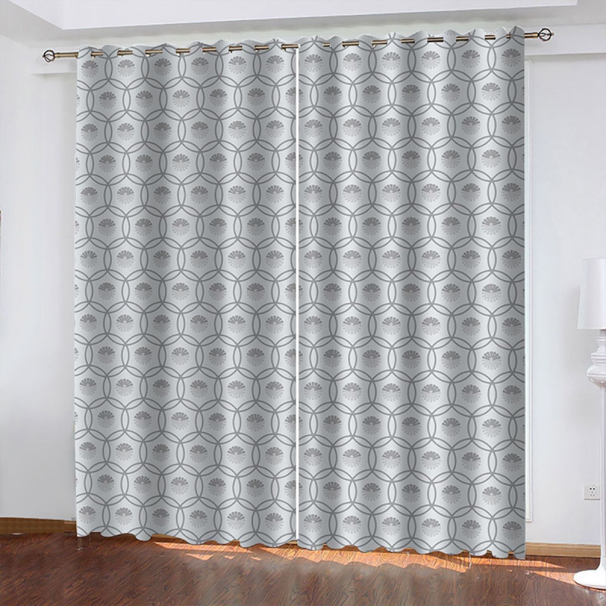 3d Intersecting Circles Printed Window Curtain Home Decor
