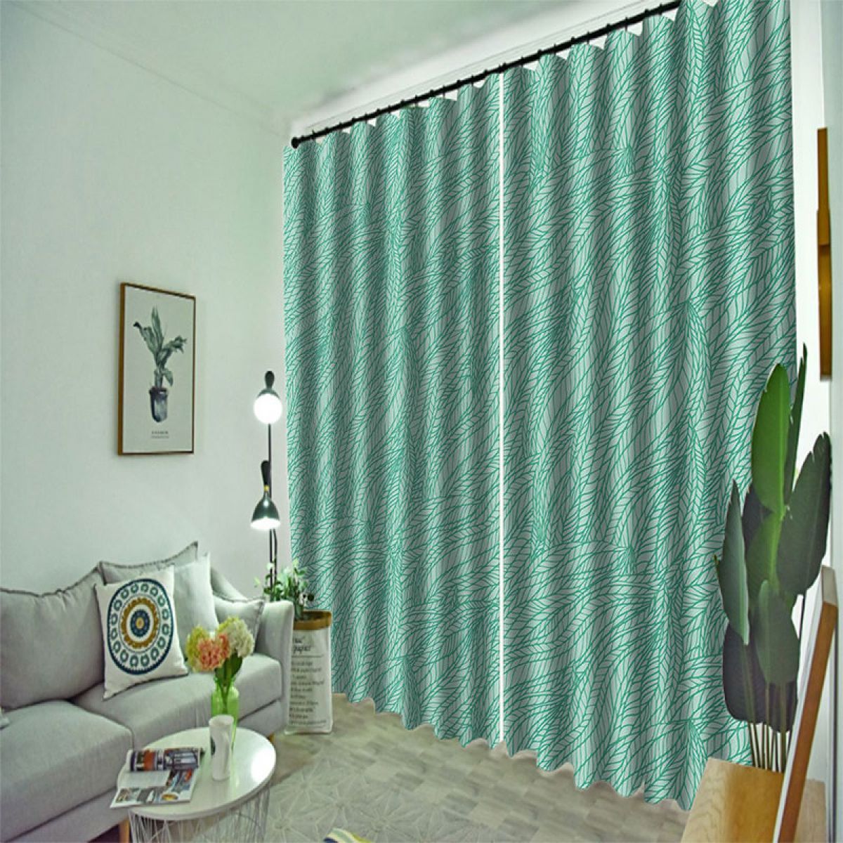 3d Leafage Printed Window Curtain Home Decor