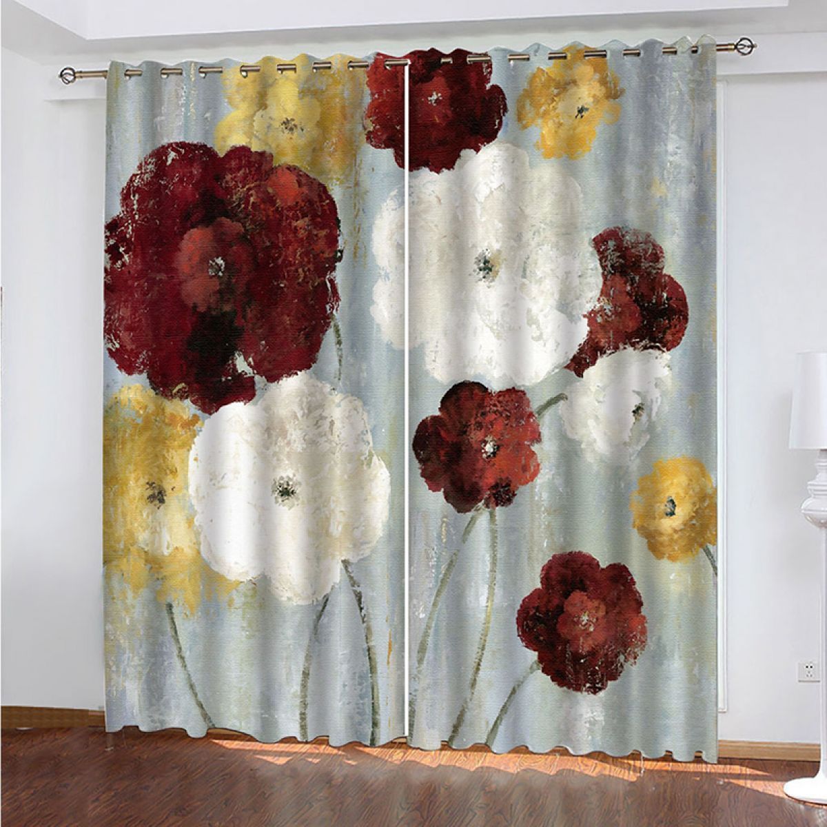 3d Oil Painting Of Blossoms Printed Window Curtain Home Decor