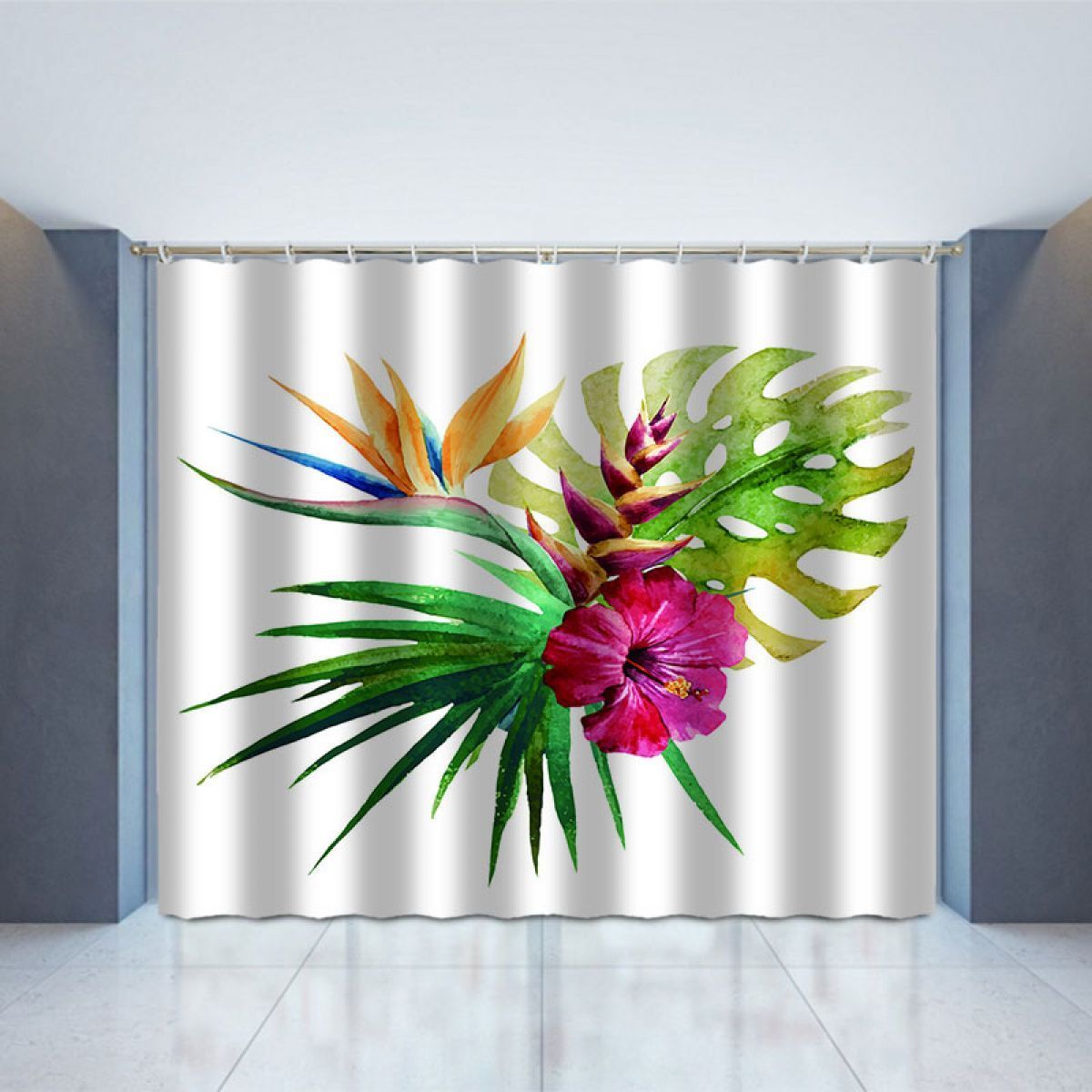 3d Plant Printed Window Curtain Home Decor