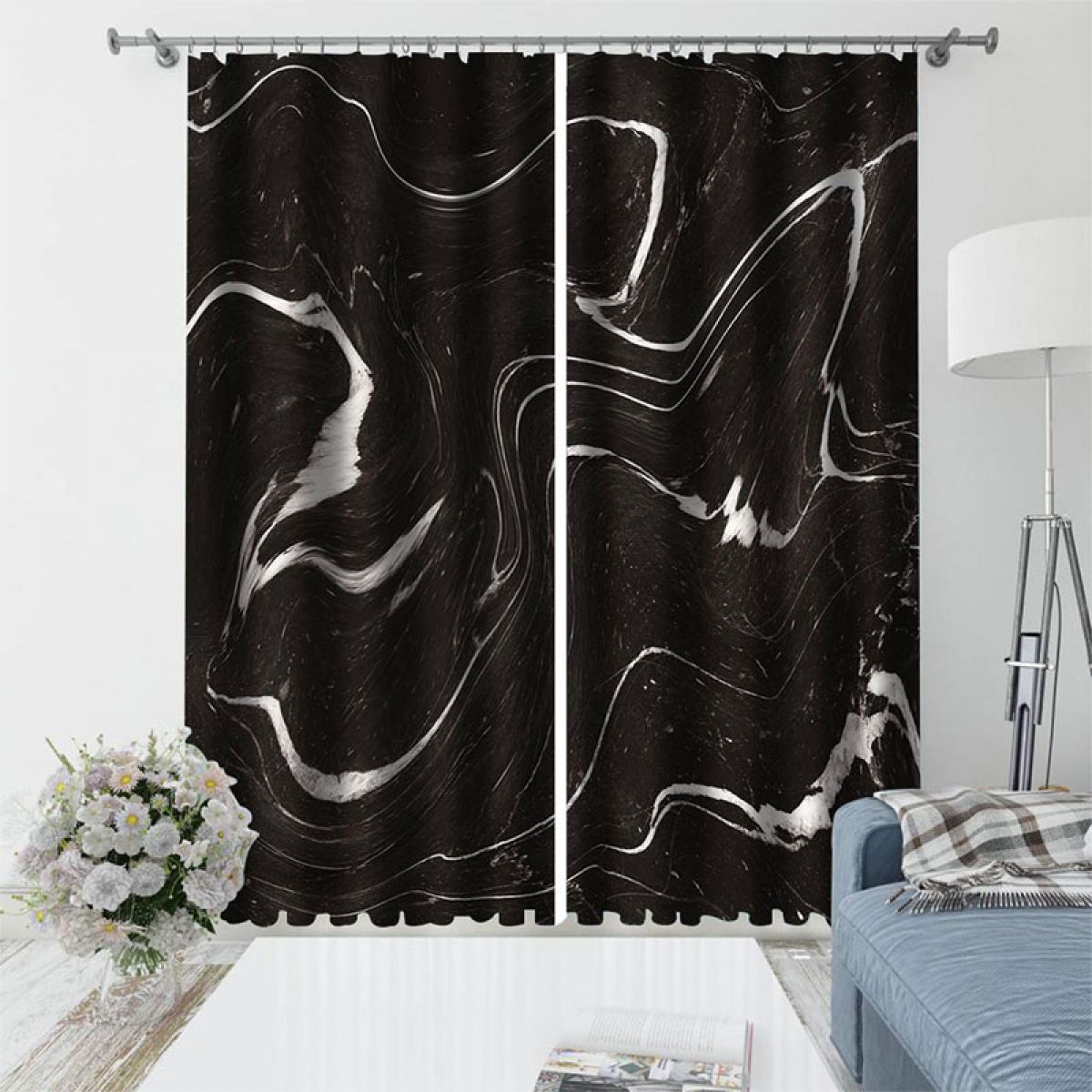 3d Ripple Pattern Printed Window Curtain Home Decor
