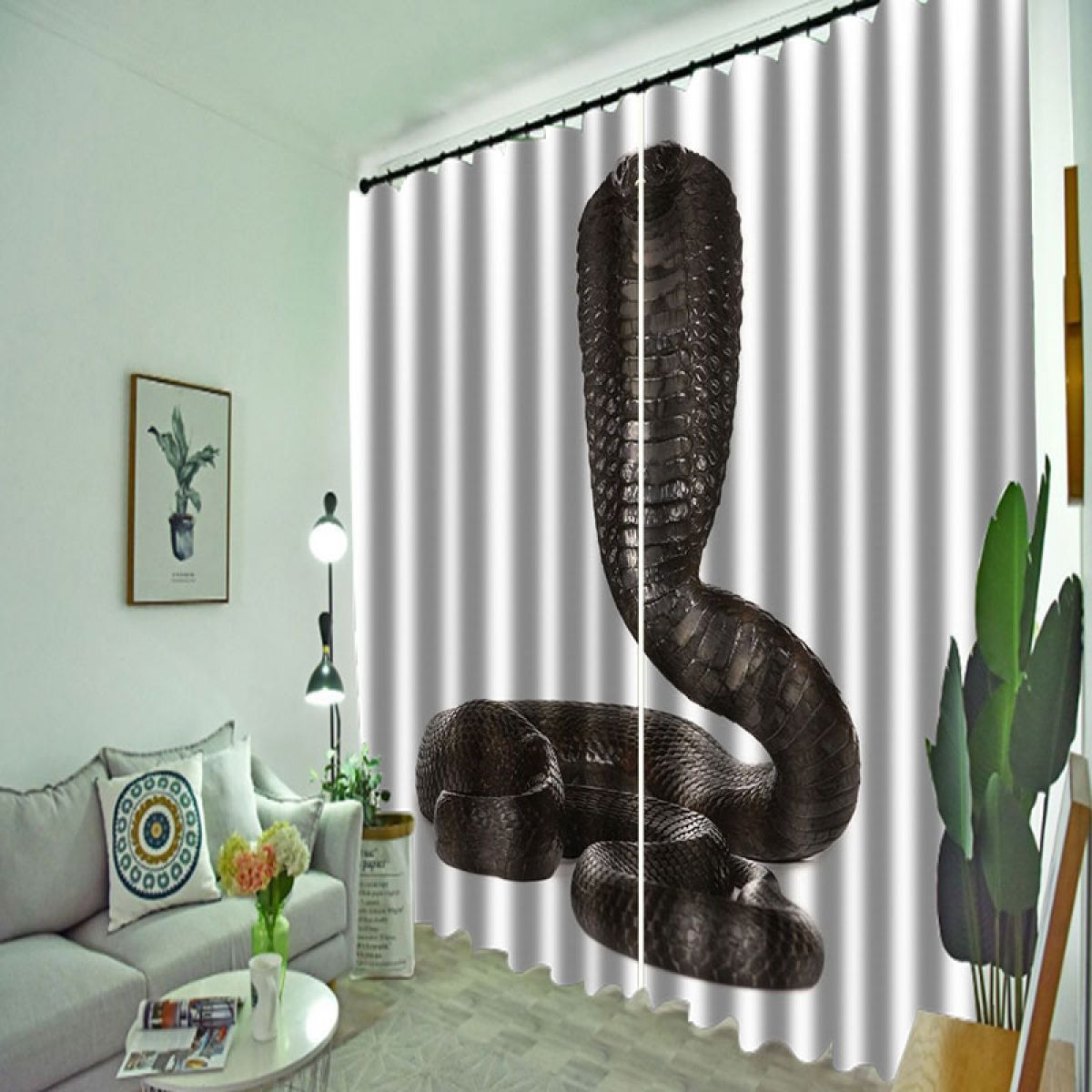 3d Snake The Death Printed Window Curtain Home Decor