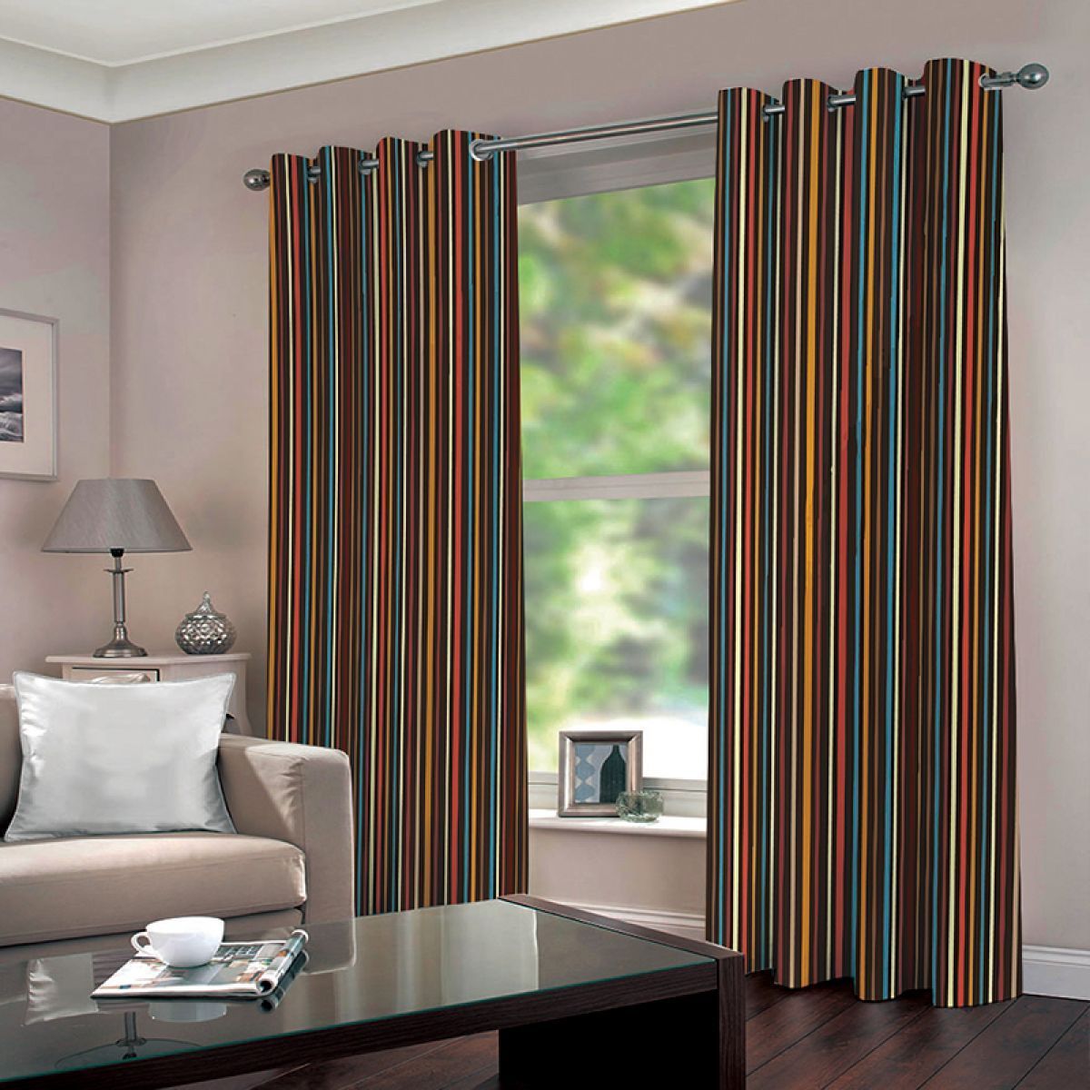 3d Vertical Stripes Printed Window Curtain Home Decor