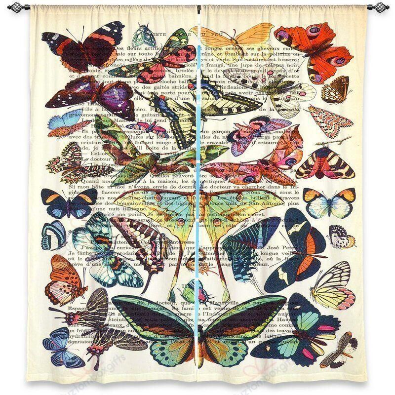 A Colorful World Of Butterflies Printed Window Curtain