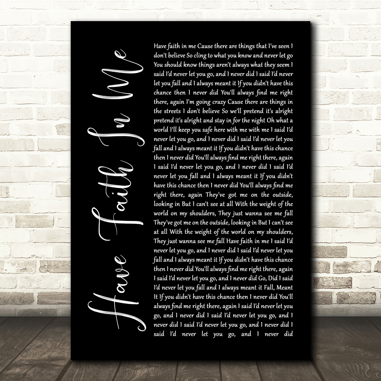 A Day To Remember Have Faith In Me Black Script Song Lyric Quote Music Poster Print