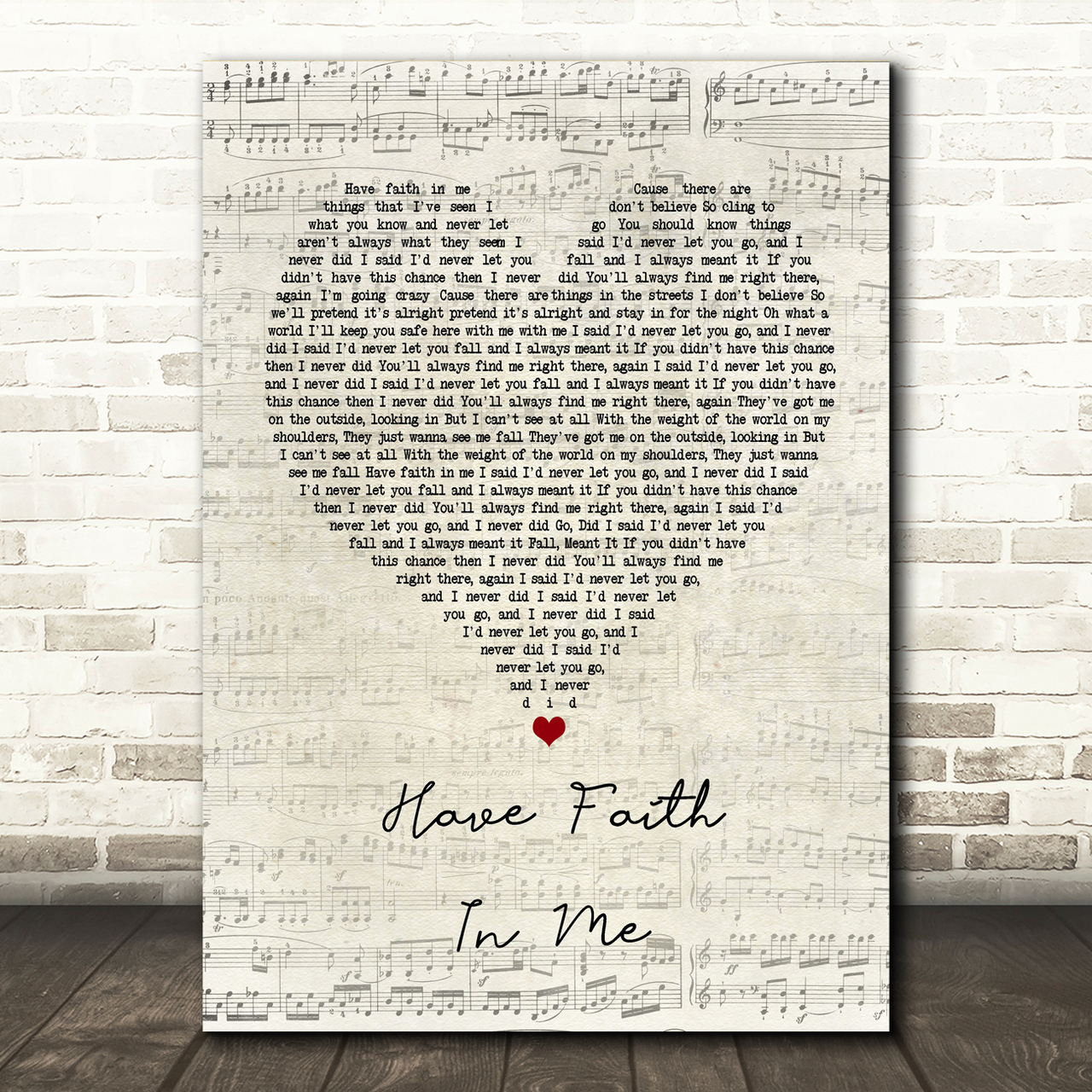 A Day To Remember Have Faith In Me Script Heart Song Lyric Print