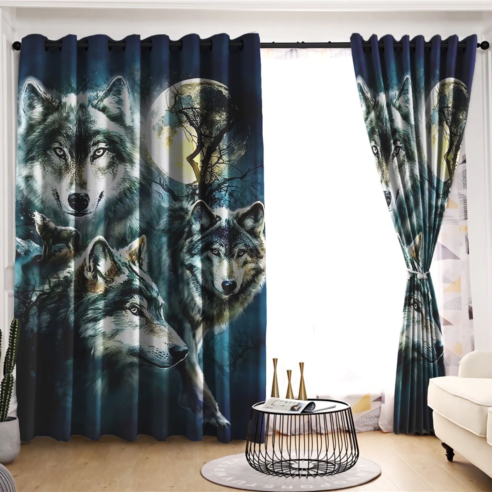 A Man Might Befriend A Wolf Printed Window Curtain Home Decor