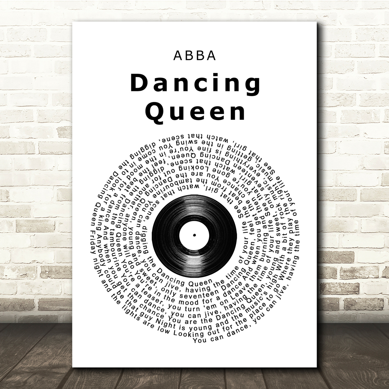 ABBA Dancing Queen Vinyl Record Song Lyric Quote Music Print
