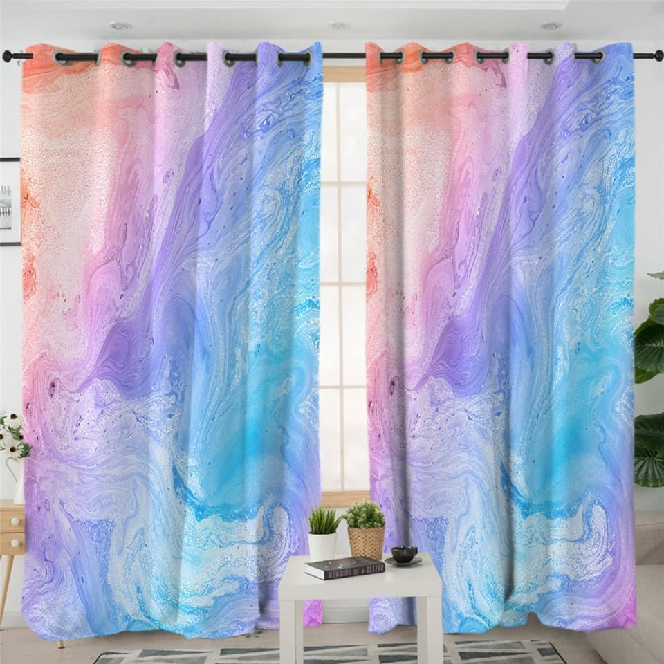Abstract Marble Printed Window Curtain Home Decor