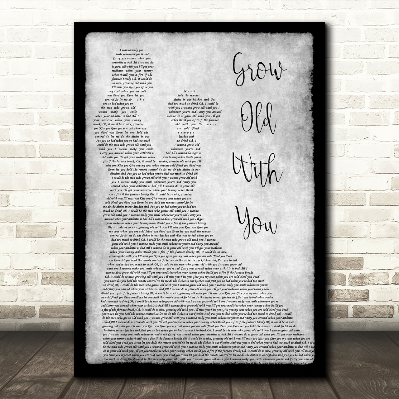 Adam Sandler Grow Old With You Man Lady Dancing Grey Song Lyric Quote Print