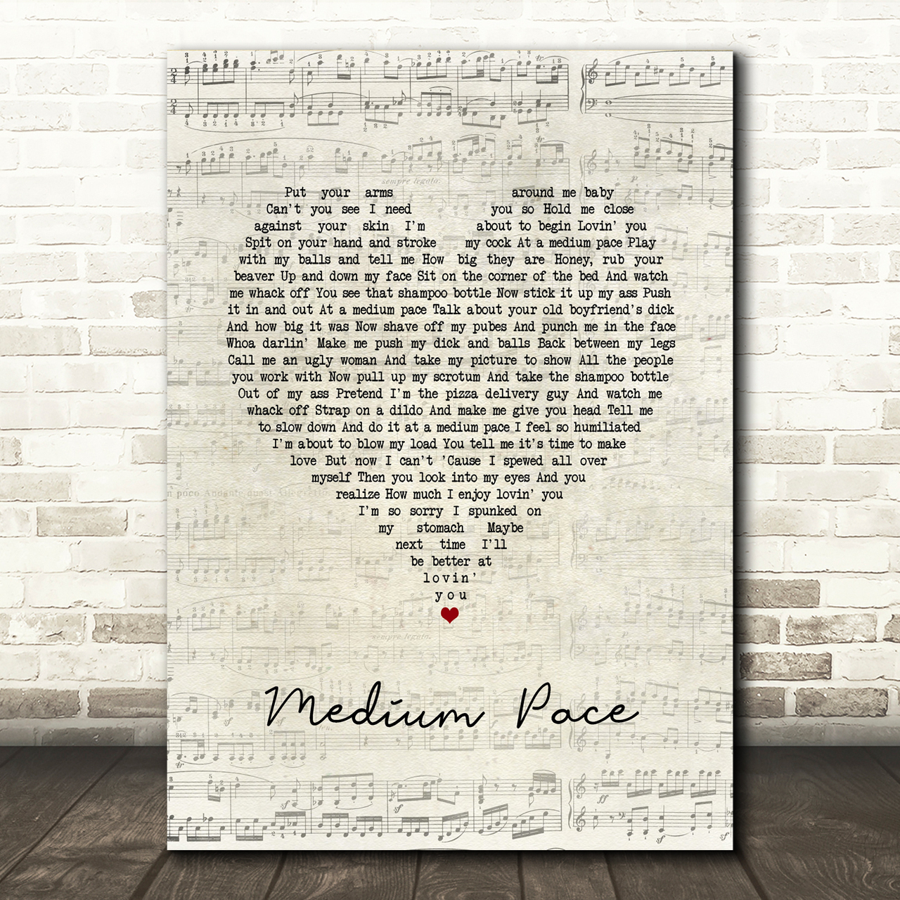 Adam Sandler Medium Pace Script Heart Song Lyric Quote Music Poster Print