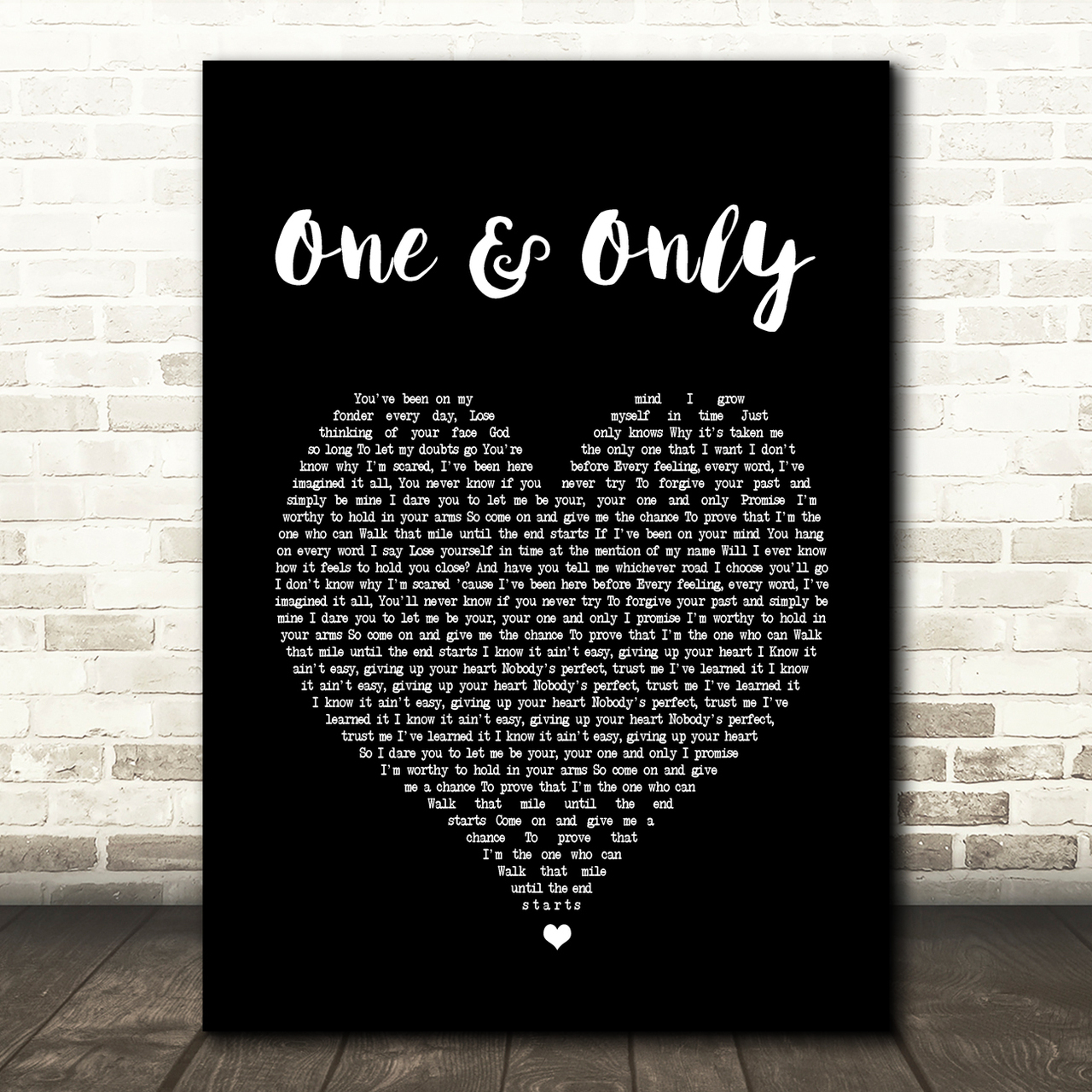 Adele One And Only Black Heart Song Lyric Quote Print