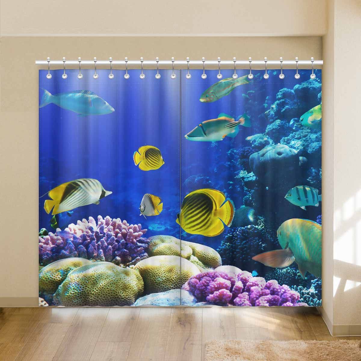 Adventure Beautiful Coral Reef Life Undersea Printed Window Curtain