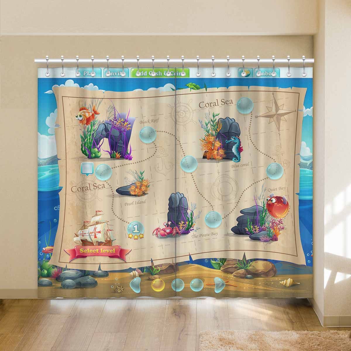 Adventure Fish World Printed Window Curtain