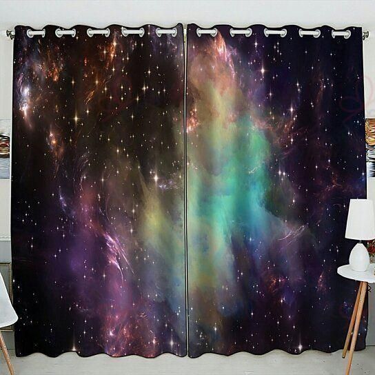 Adventure Time Galaxy Space Printed Window Curtain Home Decor