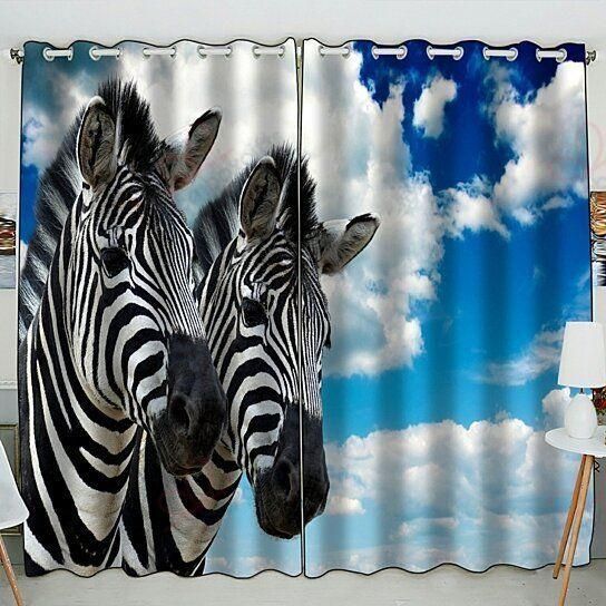 African Animal Funny Zebras Printed Window Curtain Home Decor