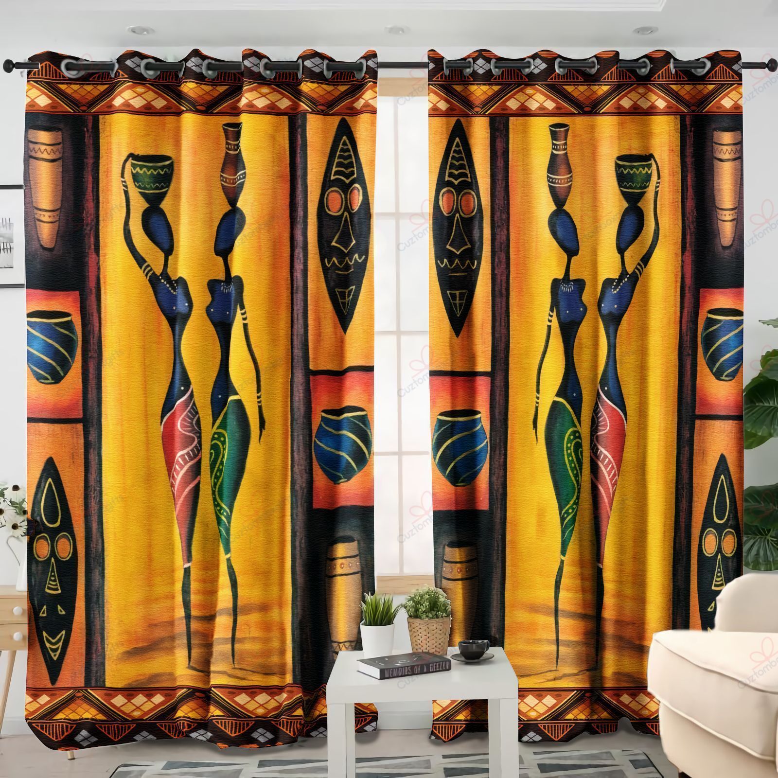 African Culture And Woman Printed Window Curtain Home Decor