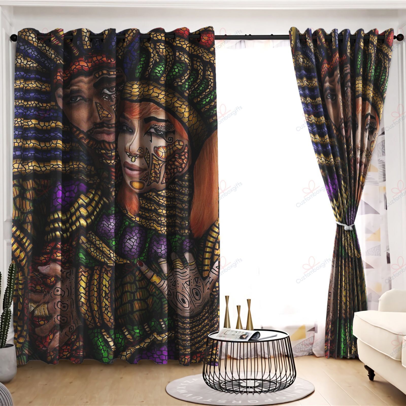 African King And Queen Printed Window Curtain Home Decor