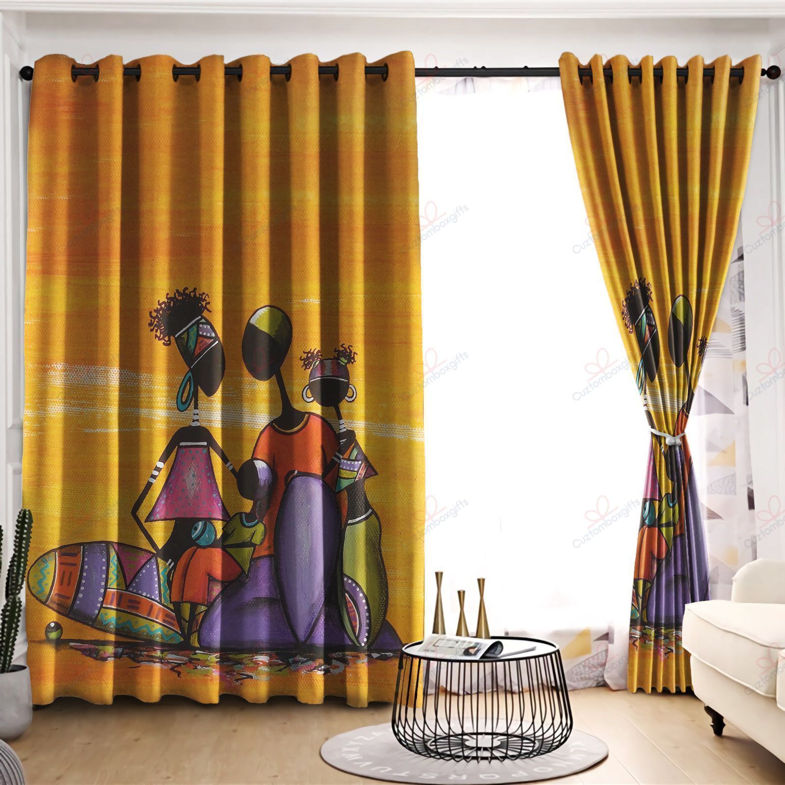 African Woman's Life Printed Window Curtain Home Decor