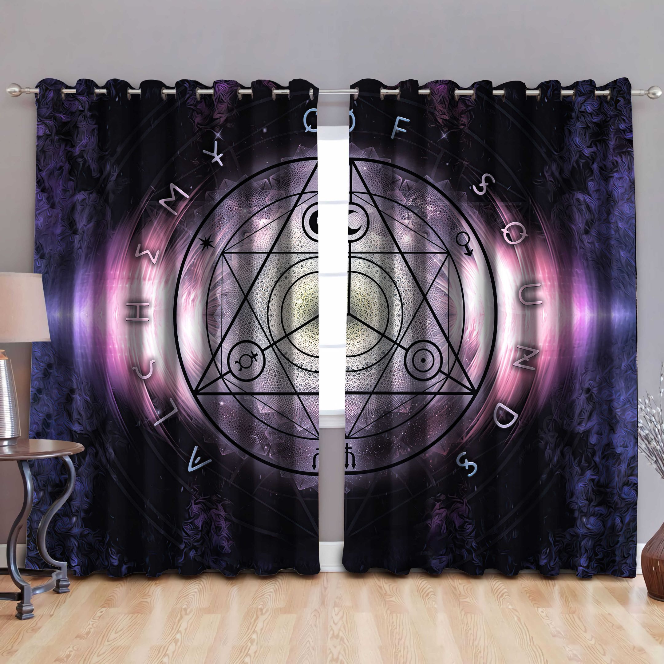 Alchemy Symbol Triange Mystery Printed Window Curtain