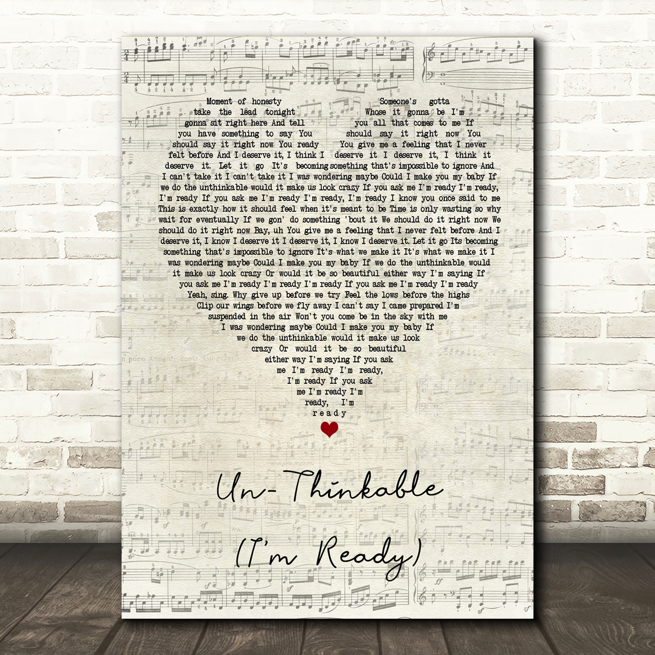 Alicia Keys Un-Thinkable (I'm Ready) Script Heart Song Lyric Print