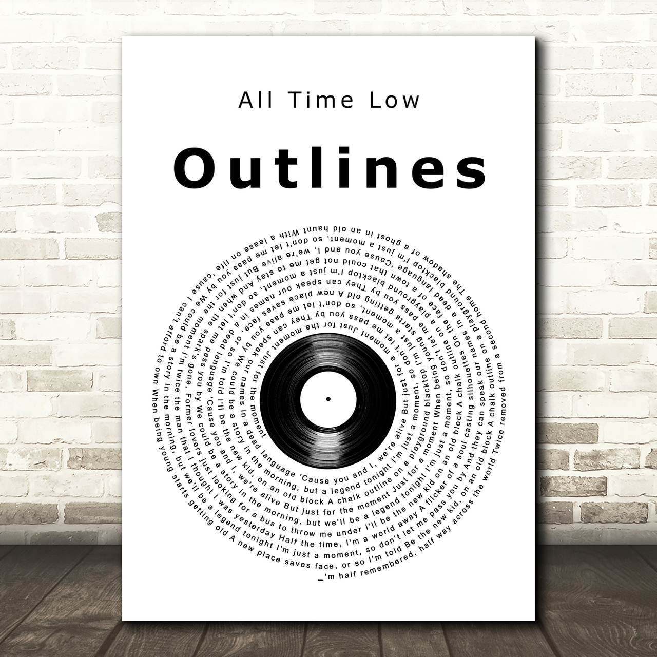 All Time Low Outlines Vinyl Record Song Lyric Art Print