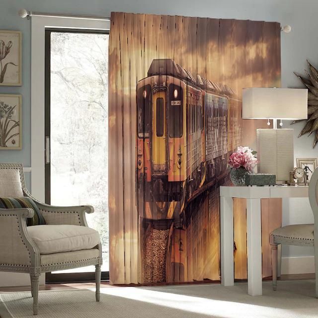 Alone Train Return To Memory Place Printed Window Curtain