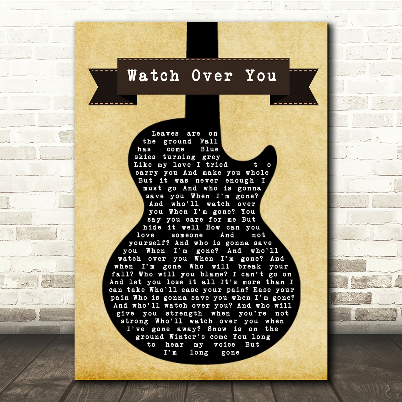 Alter Bridge Watch Over You Black Guitar Song Lyric Quote Print