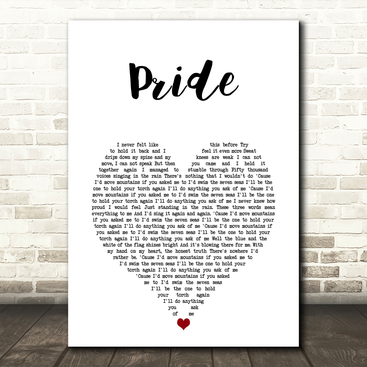Amy Macdonald Pride White Heart Song Lyric Art Print